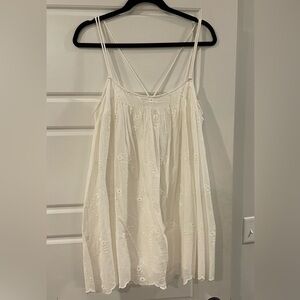 White linen Zara dress with built in shorts white new size L